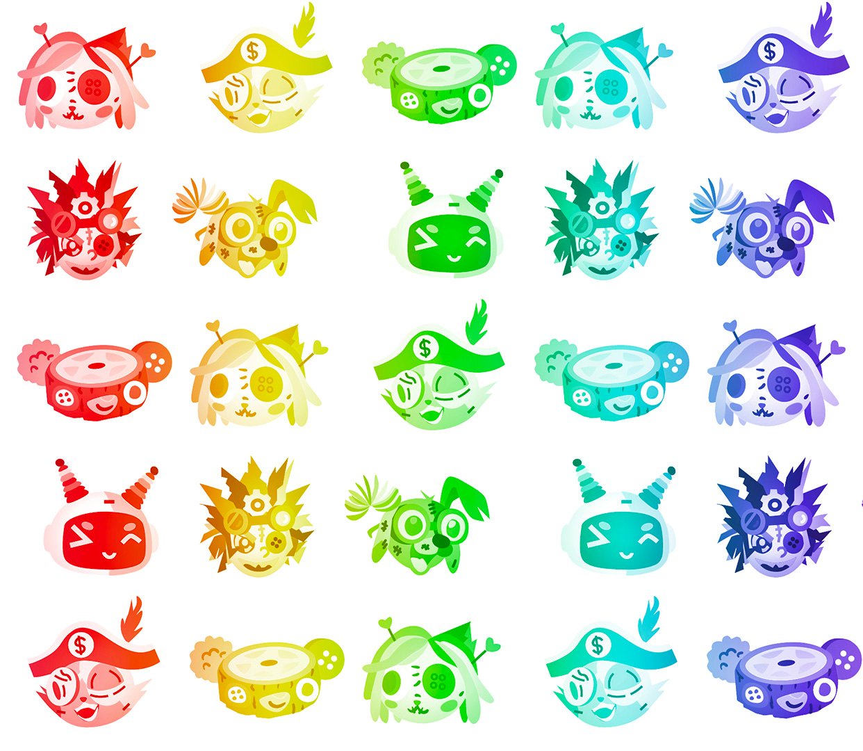 Rainbow Junk Drawer character pattern