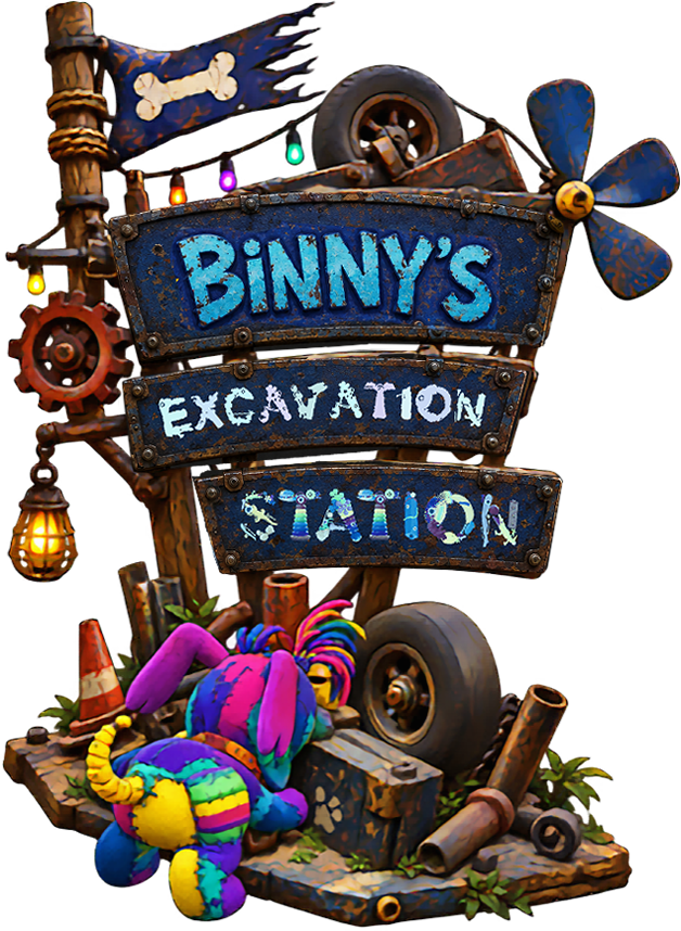 Binny's Excavation Station environmental sign